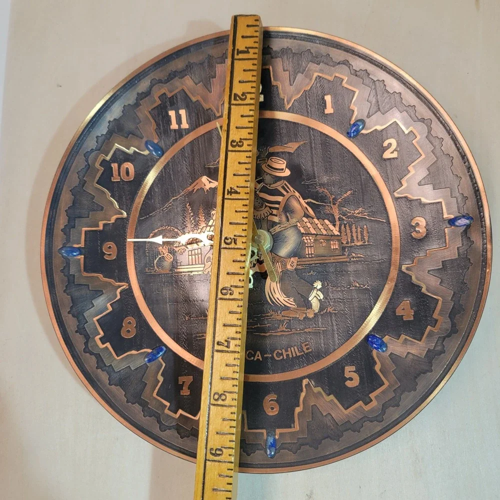 Unique Copper Chile Cueca Dancer Wall Clock Handcrafted w CLOCK‎ NOT WORKING